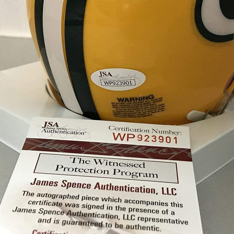 Autographed/Signed Davante Adams Green Bay Packers Football Mini Helmet JSA COA