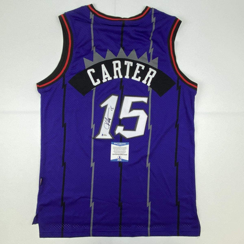 Autographed/Signed Vince Carter Toronto Raptors Purple Basketball Jersey Beckett BAS COA