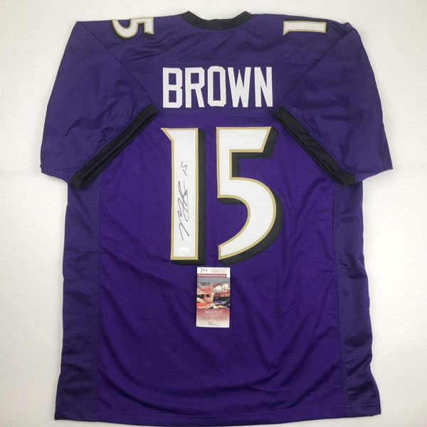 Autographed/Signed Marquise Brown Baltimore Purple Football Jersey JSA COA