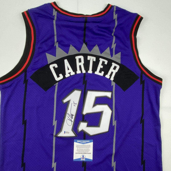 Autographed/Signed Vince Carter Toronto Raptors Purple Basketball Jersey Beckett BAS COA