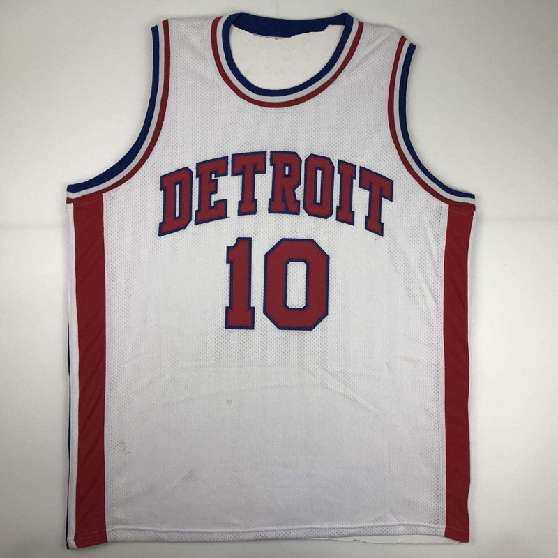 Autographed/Signed Dennis Rodman Detroit White Basketball Jersey JSA COA