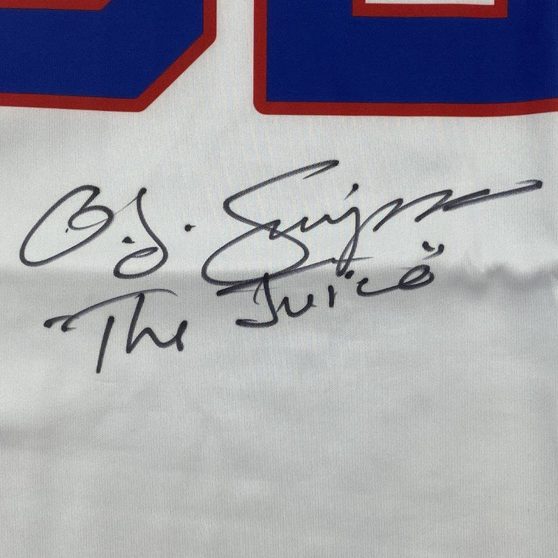 Autographed/Signed OJ O.J. Simpson The Juice Buffalo White Football Jersey JSA COA
