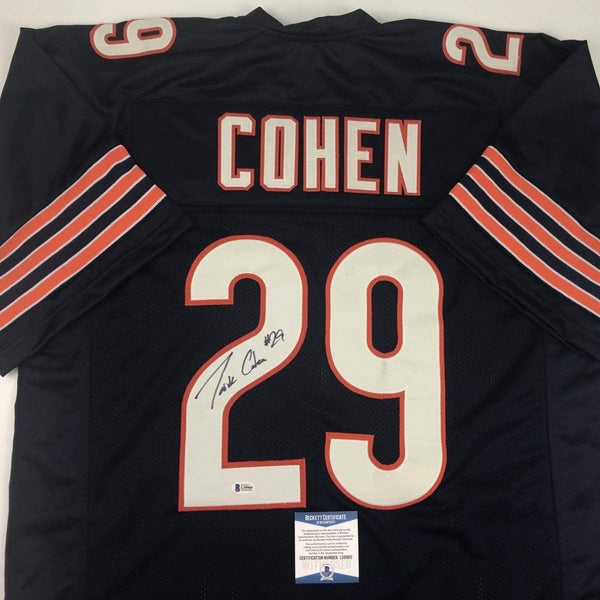 Autographed/Signed Tarik Cohen Chicago Blue Football Jersey Beckett BAS COA