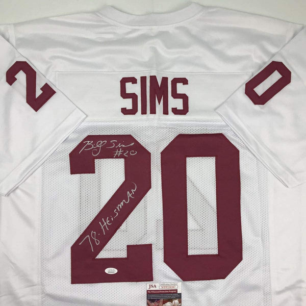 Autographed/Signed Billy Sims 78 Heisman Oklahoma White College Football Jersey JSA COA