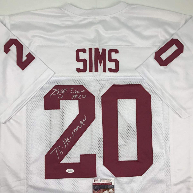 Autographed/Signed Billy Sims 78 Heisman Oklahoma White College Football Jersey JSA COA