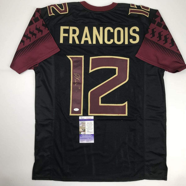Autographed/Signed Deondre Francois Florida State FSU Black Football Jersey JSA COA