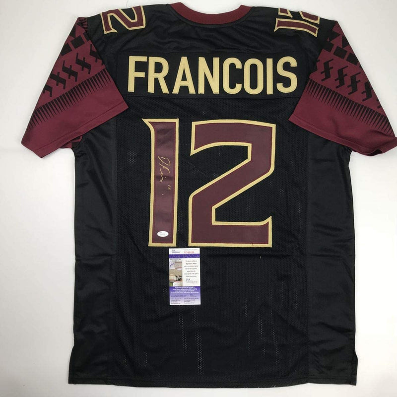 Autographed/Signed Deondre Francois Florida State FSU Black Football Jersey JSA COA