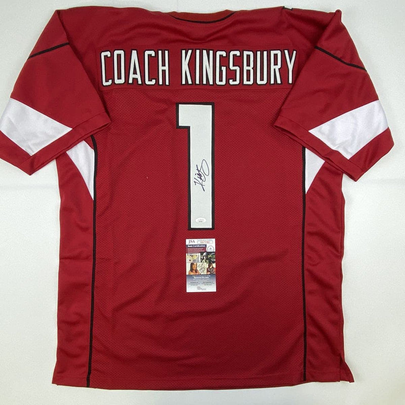 Autographed/Signed Kliff Kingsbury Head Coach Arizona Red Football Jersey JSA COA