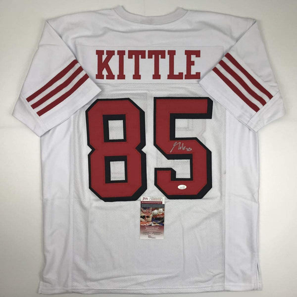 Autographed/Signed George Kittle San Francisco White Football Jersey JSA COA