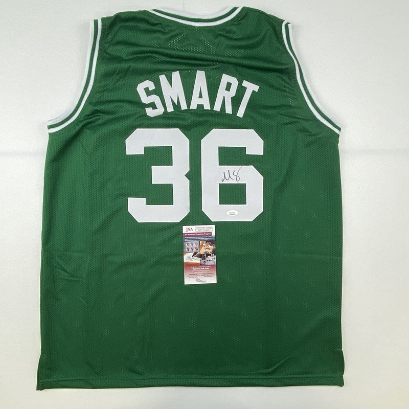 Autographed/Signed Marcus Smart Boston Green Basketball Jersey JSA COA