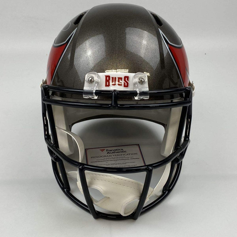 Autographed/Signed Tom Brady Tampa Bay Buccaneers Full Size FS F/S Replica Football Helmet Fanatics COA