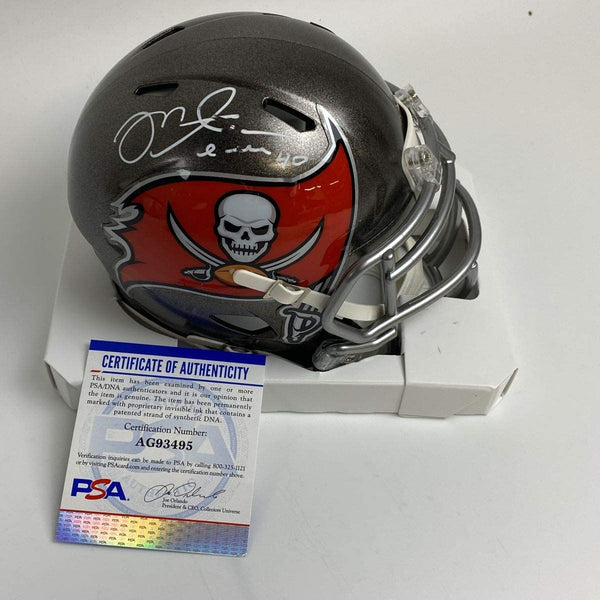Autographed/Signed Mike Alstott Tampa Bay Buccaneers Mini Football Helmet PSA/DNA COA