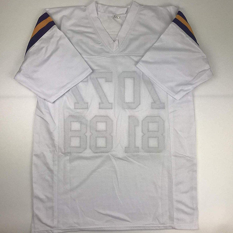 Autographed/Signed Purple People Eaters Minnesota White Football Jersey JSA COA