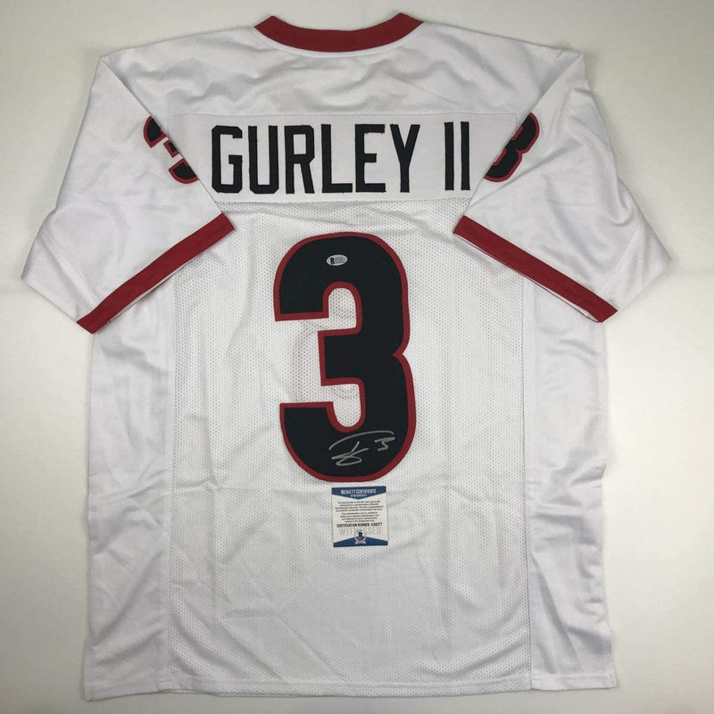 Autographed/Signed Todd Gurley Georgia White College Football Jersey Beckett BAS COA