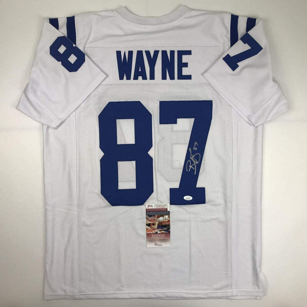 Autographed/Signed Reggie Wayne Indianapolis White Football Jersey JSA COA