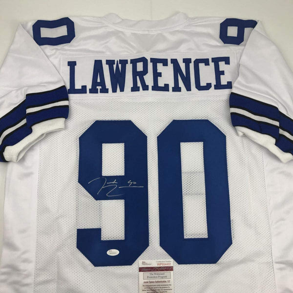 Autographed/Signed Demarcus Lawrence Dallas White Football Jersey JSA COA