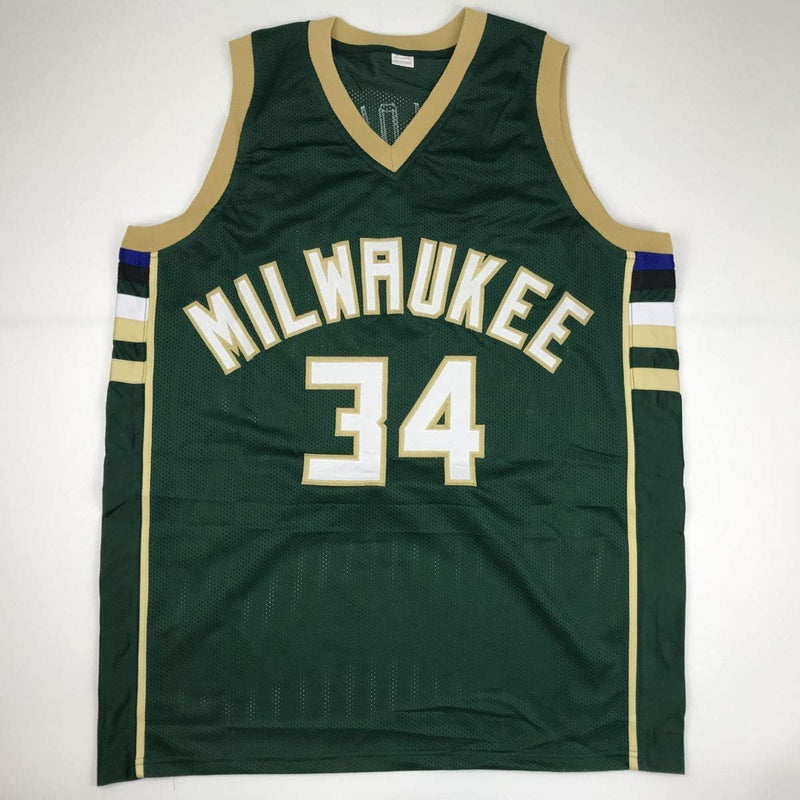 Autographed/Signed Giannis Antetokounmpo Milwaukee Green Custom Basketball Jersey JSA COA