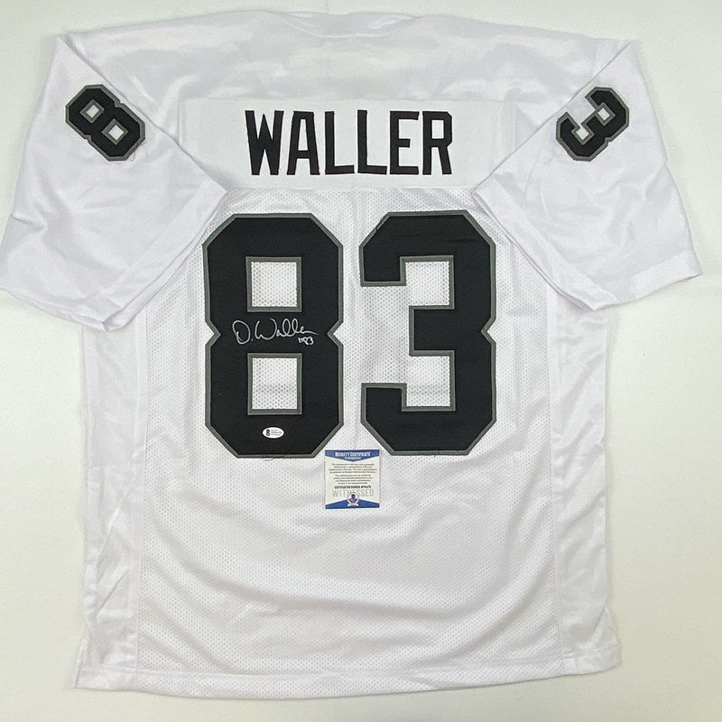 Autographed/Signed Darren Waller Las Vegas Oakland White Football Jersey Beckett BAS COA