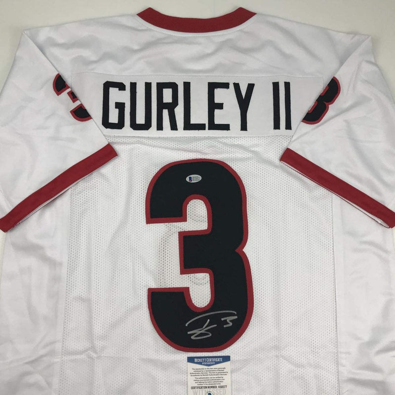 Autographed/Signed Todd Gurley Georgia White College Football Jersey Beckett BAS COA