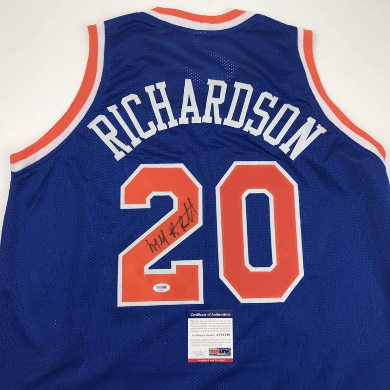 Autographed/Signed Micheal Ray Richardson New York Royal Blue Basketball Jersey PSA/DNA COA