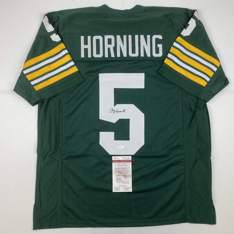 Autographed/Signed Paul Hornung Green Bay Green Football Jersey JSA COA