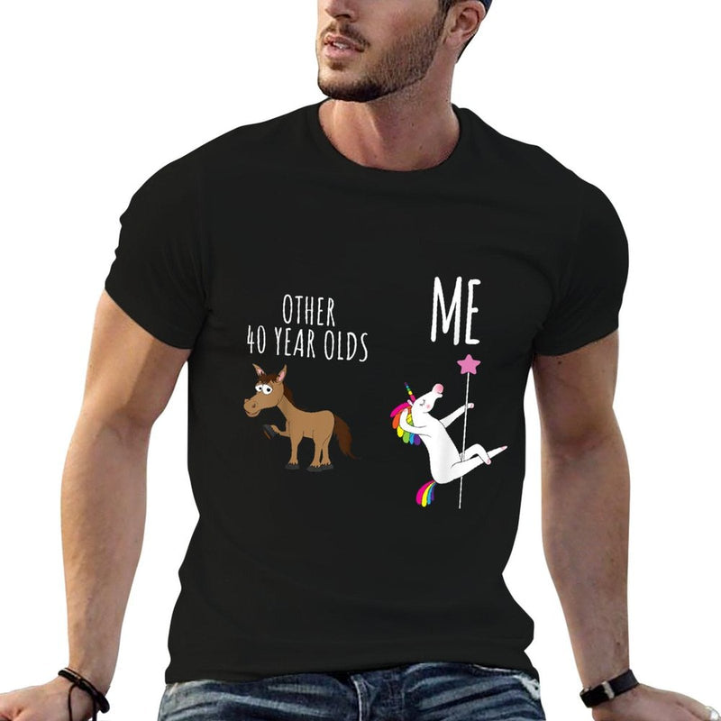 Other 40 Year Olds Vs Me, Horse Vs Unicorn, 40th Birthday  Summer-ready Fabric T-Shirt