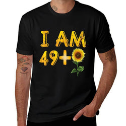 Awesome 50th Birthday Gifts 49+1 Floral Birthday  Cotton T-Shirt