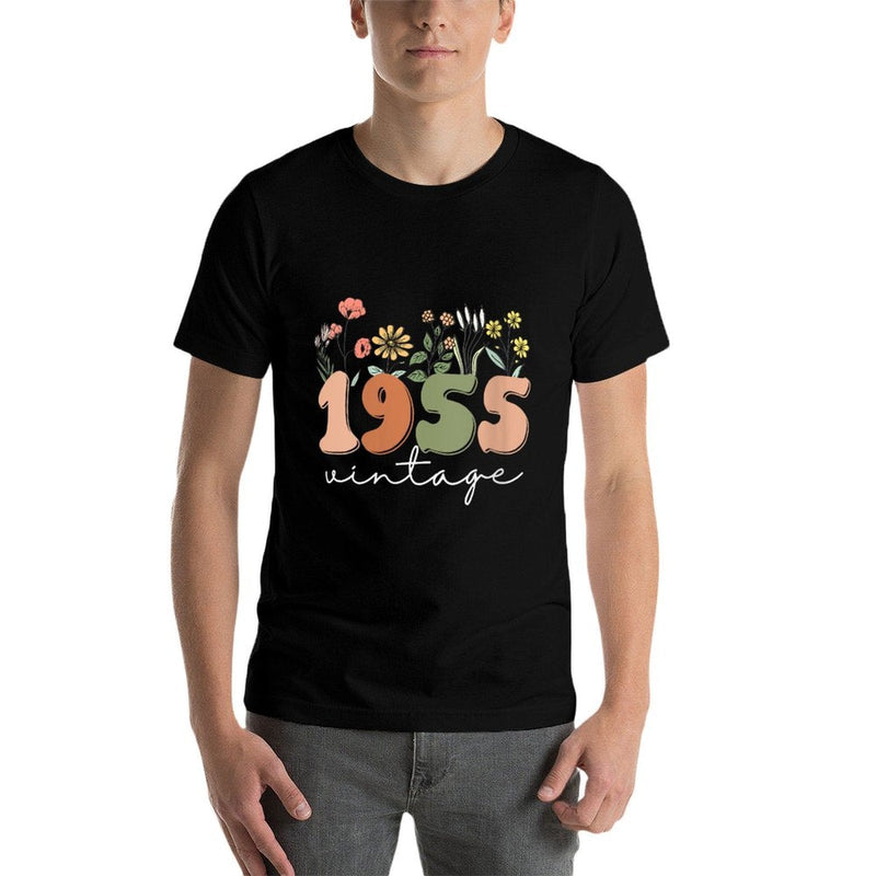 Womens 70 Years Old Vintage 1955 70th Birthday Wildflower Women  Easy-care T-Shirt
