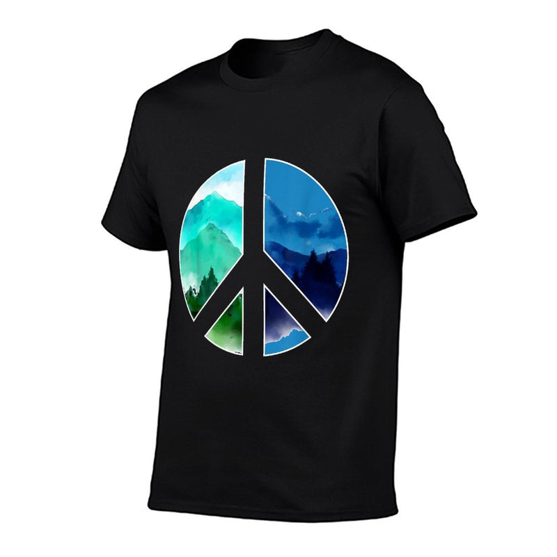 Outdoor Landscape Peace Hippie Nature Peace Sign Forest  Ribbed Collar T-Shirt