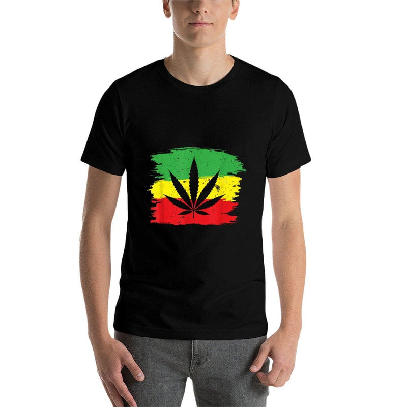 Reggae Weed Leaf  Jamaican Rastafari Colors Marijuana Gift  Affordable Price T-Shirt