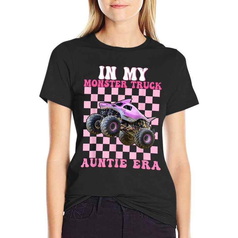 In My Monster Truck Auntie Era Monster Truck Are My Jam  Fade-proof Color T-Shirt