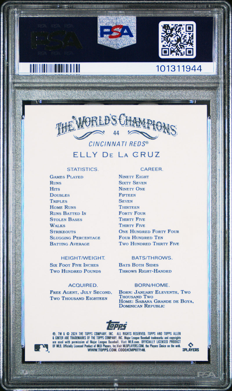 Graded 2024 Topps Allen & Ginter Elly De La Cruz #44 Rookie RC Baseball Card PSA 10 Gem Mint