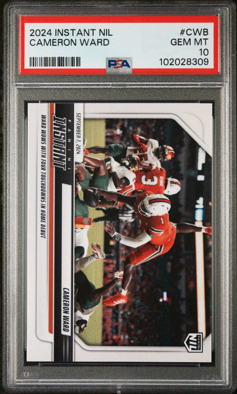 Graded 2024 Panini Instant NIL Cam Ward #CWB Rookie RC Football Card PSA 10 Gem Mint
