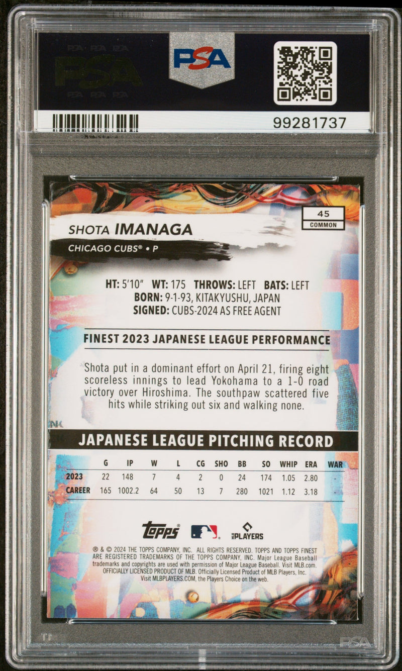 Graded 2024 Topps Finest Shota Imanaga #45 Rookie RC Baseball Card PSA 9 Mint