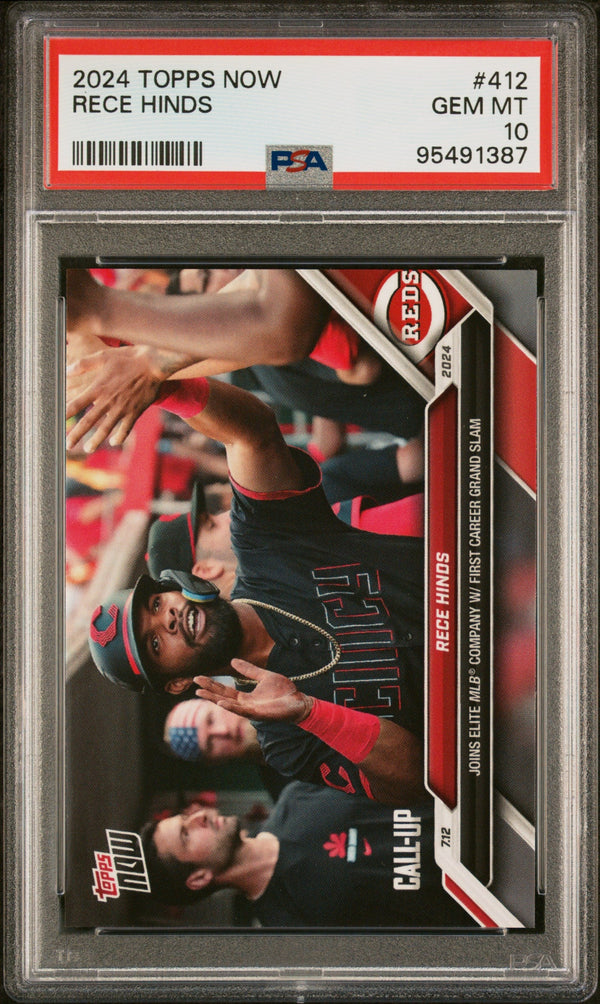 Graded 2024 Topps Now Rece Hinds #412 Rookie RC Baseball Card PSA 10 Gem Mint