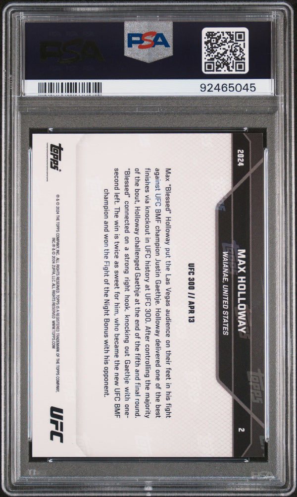 Graded 2024 Topps Now Max Holloway #2 BMF Knockout UFC MMA Card PSA 10 Gem Mint