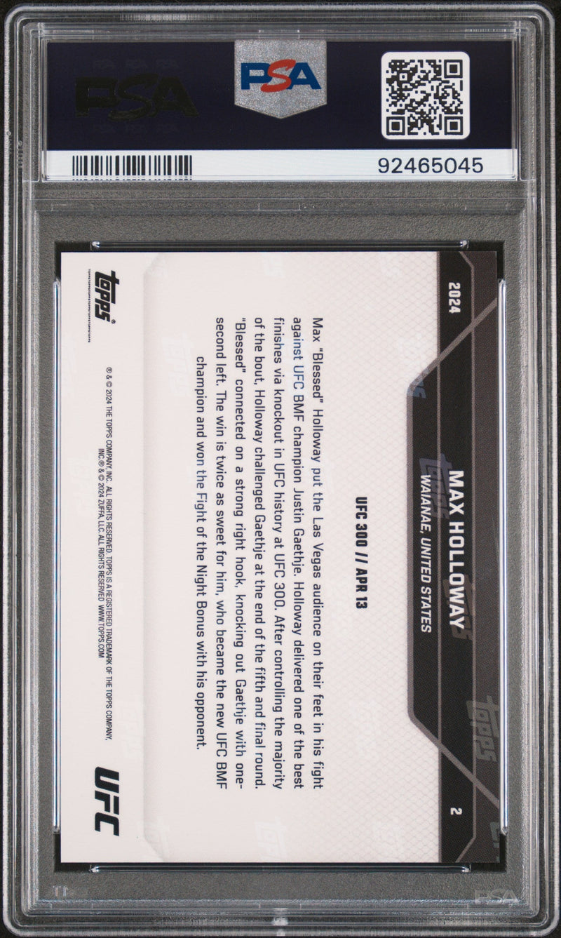 Graded 2024 Topps Now Max Holloway #2 BMF Knockout UFC MMA Card PSA 10 Gem Mint