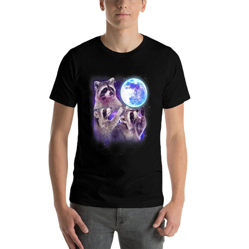 Three Raccoon Moon Funny 3 Wolves Parody Racoon Space Galaxy  Soft T-Shirt