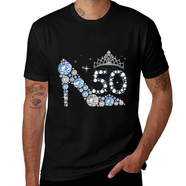 Mb 50th Birthday Diamond High Heels Crown Sparkling Women  Wrinkle-resistant T-Shirt