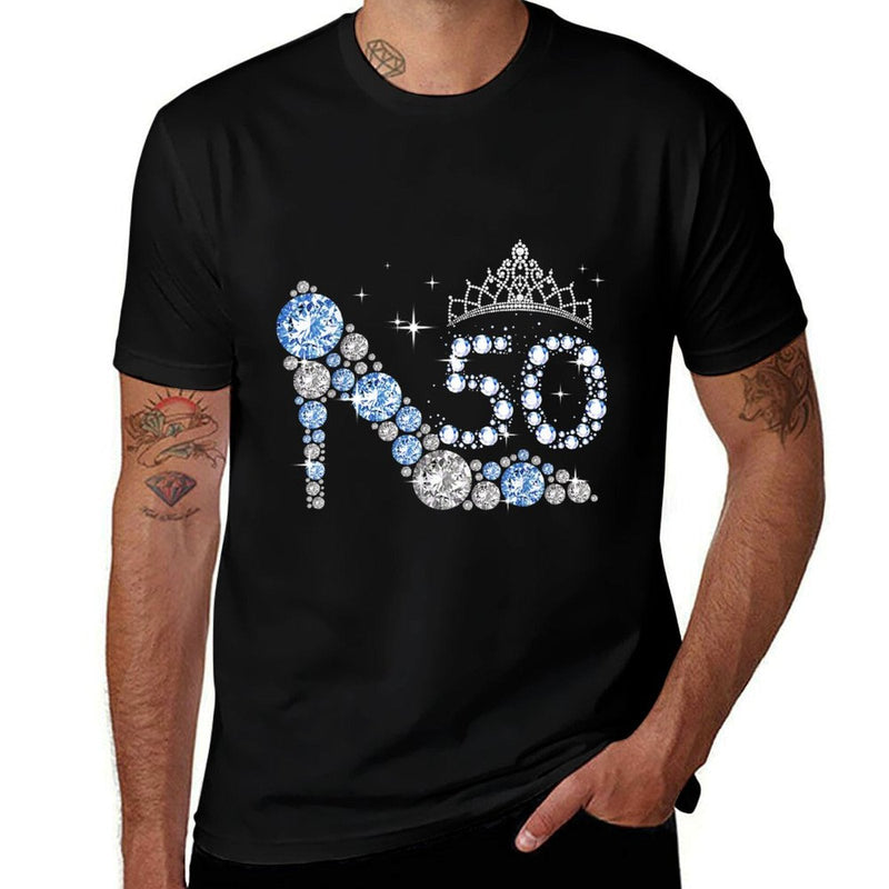 Mb 50th Birthday Diamond High Heels Crown Sparkling Women  Wrinkle-resistant T-Shirt