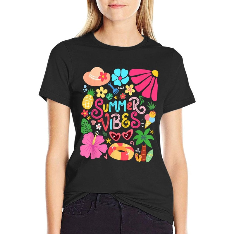 Boho Flower Hello Summer Vibes Funny Beach Life Men Women  Odor-resistant T-Shirt