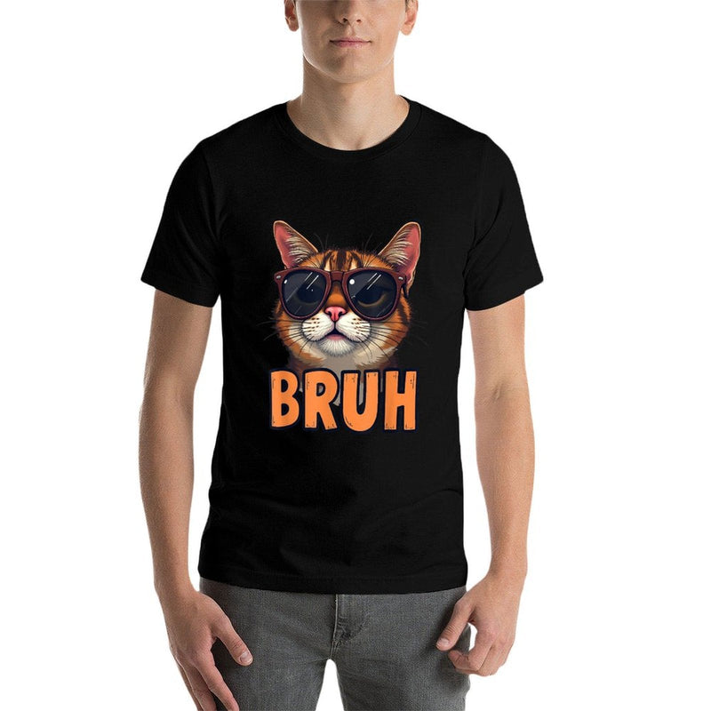 Meme Saying Cat BRUH Sunglasses for Kids Men Teens  Relaxed-fit T-Shirt