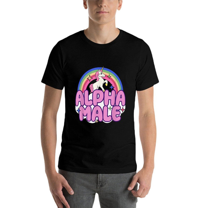 Alpha Male Unicorn Funny Sarcastic Ironic Weird Y2K Humor  Wrinkle-resistant T-Shirt