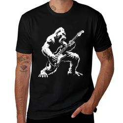 Bigfoot Playing Guitar Rock Music Band Sasquatch  Trendy Pattern T-Shirt