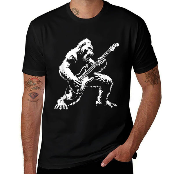 Bigfoot Playing Guitar Rock Music Band Sasquatch  Trendy Pattern T-Shirt