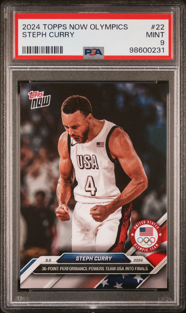 Graded 2024 Topps Now Olympics Steph Curry #22 Basketball Card PSA 9 Mint