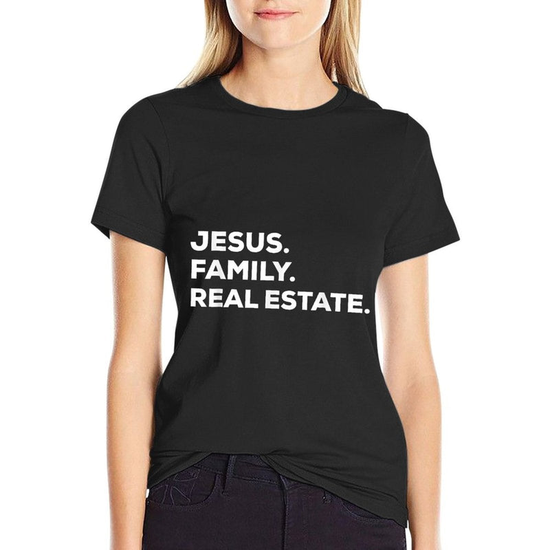 Jesus. Family. Real Estate.  Simple Christian Realtor  Trendy Pattern T-Shirt