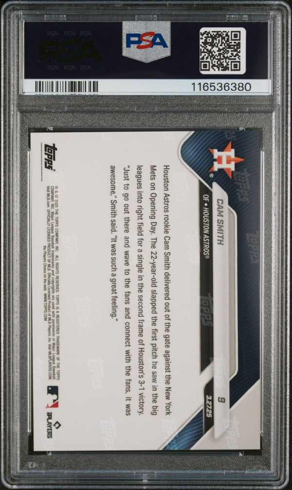 Graded 2025 Topps Now Cam Smith #9 Rookie RC Baseball Card PSA 8 Near Mint