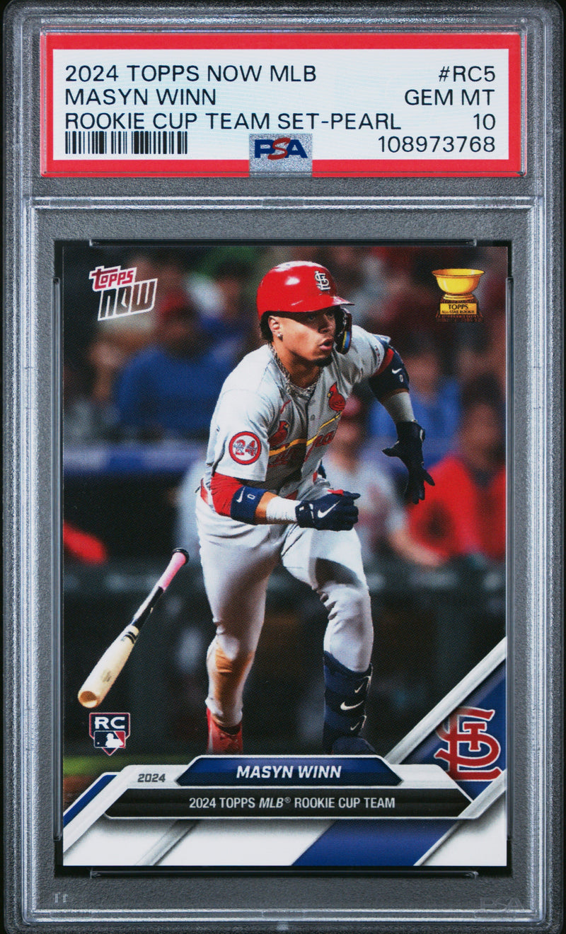 Graded 2024 Topps Now Masyn Winn #RC5 Rookie Cup Team Set Pearl Rookie RC Baseball Card PSA 10 Gem Mint