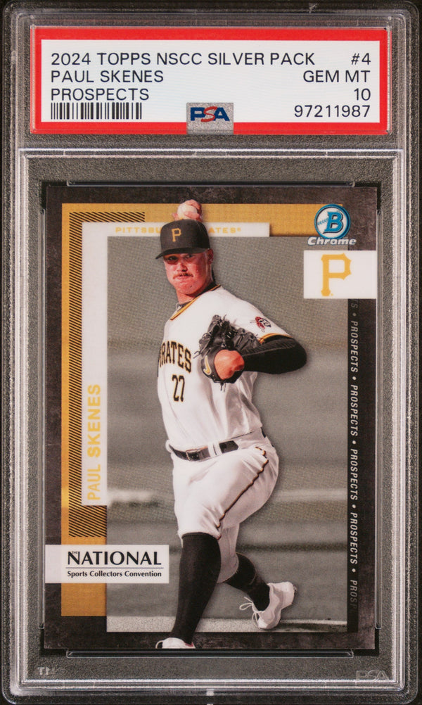 Graded 2024 Topps NSCC Silver Pack Paul Skenes #4 Prospects Rookie RC Baseball Card PSA 10 Gem Mint